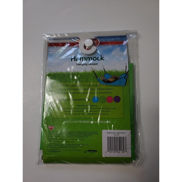 Kaytee Hammock Hanging Sleeper for Small Pets Ferrets Rats Chinchillas, Green - Picture 2 of 4